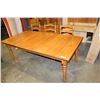 Image 3 : PINE TABLE WITH LEAF AND SIX PINE LADDER BACK CHAIRS