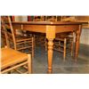 Image 4 : PINE TABLE WITH LEAF AND SIX PINE LADDER BACK CHAIRS