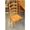 Image 5 : PINE TABLE WITH LEAF AND SIX PINE LADDER BACK CHAIRS