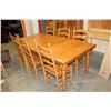 Image 6 : PINE TABLE WITH LEAF AND SIX PINE LADDER BACK CHAIRS
