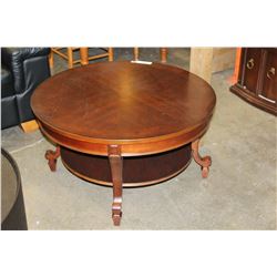 NW ROUND MODERN TWO TIER SOLID WOOD COFFEE TABLE