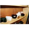 Image 1 : LOT OF MILK GLASS AND COLORED GLASS TRAYS AND PORCELAIN LIGHT COVERS