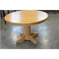 PRESTIGE SOLID WOOD OAK SINGLE PEDESTAL DINING TABLE WITH 2 LEAFS