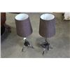 Image 1 : PAIR OF 30 INCH METAL BASE DECORATOR LAMPS WITH BROWN SHADES