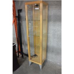 NARROW MAPLE GLASS DOOR DISPLAY CABINET