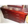 Image 2 : NEW CHERRY FINISH AVENZA 6 DRAWER DRESSER WITH MIRROR, RETAIL $899