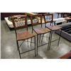Image 2 : THREE IRON AND WICKER BAR STOOLS