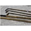 Image 2 : THREE HICKORY SHAFT GOLF CLUBS AND TWO ANTIQUE HOCKEY STICKS