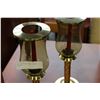 Image 2 : TWO BRASS AND GLASS CANDLE HOLDERS