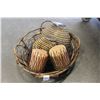 Image 1 : TWO BASKETS AND PAIR OF DESIGNER CANDLE HOLDERS