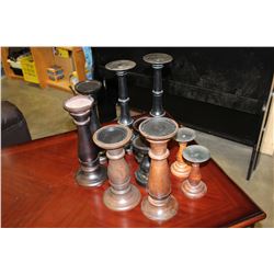 FIVE PAIR OF WOODEN CANDLESTANDS