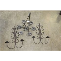 THREE OUTDOOR METAL CANDLE HOLDERS