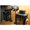 Image 2 : PAIR OF CANDLE LANTERNS AND PAIR OF METAL CANDLESTICKS