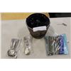 Image 1 : PAIL OF GLASSES AND ROGERS BROTHERS CUTLERY AND WATCHES