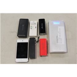 LOT OF POWER BANKS AND 4TH GEN IPOD TOUCH.