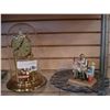 Image 1 : SILVER OVERLAY PLATTER NORMAN ROCKWELLL FIGURE AND BULOVA DOME CLOCK