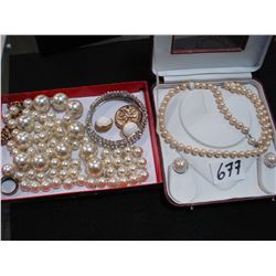 TWO TRAYS OF ESTATE PEARL JEWELLRY