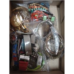 SMALL BOX OF JEWELLRY AND WATCHES