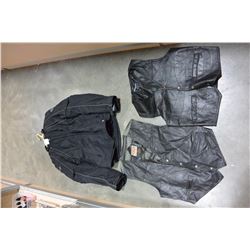 JOE ROCKET MOTORCYCLE JACKET AND TWO LEATHER VESTS