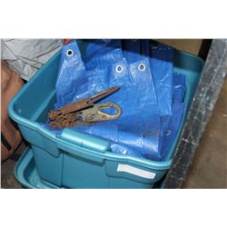 BLUE TOTE WITH 2 TARPS