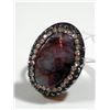 Image 1 : Silver and brass ring set with central marble gemstone