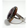 Image 2 : Silver and brass ring set with central marble gemstone