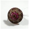 Image 1 : Silver and brass ring set with pink and transparent gemstones