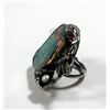 Image 2 : Silver and brass ring embellished with a butterfly and a large turquoise