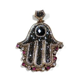 Silver and brass Hamsa-shaped pendant