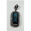 Image 1 : Large rectangular silver and brass set with central blue gemstone