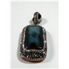 Image 2 : Large rectangular silver and brass set with central blue gemstone
