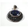Image 2 : Big round silver and brass pendant set with central lapis setting
