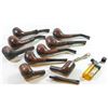 Image 1 : Collection of 9 old briar wood pipes, with maker's marks
