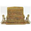 Image 2 : Backplate brass Hanukkah menorah lamp, Bezalel style