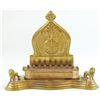 Image 1 : Brass backplate Hanukkah menorah lamp, Bezalel Style