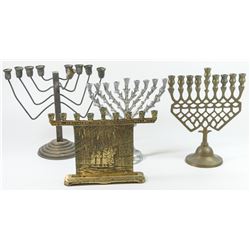 Collection of 4 old Israeli Hanukkah menorah lamps