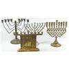 Image 2 : Collection of 4 old Israeli Hanukkah menorah lamps