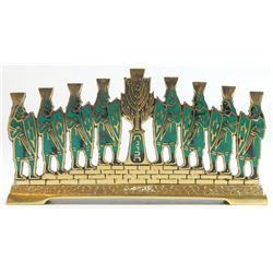 Impressive Israeli brass Hanukkah menorah lamp by Chen Holon