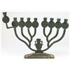 Image 2 : Old Israeli brass upright Hanukkah menorah lamp