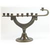 Image 1 : Old iron upright Hanukkah menorah lamp