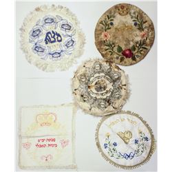 Collection of 5 old Matzah cover handkerchiefs