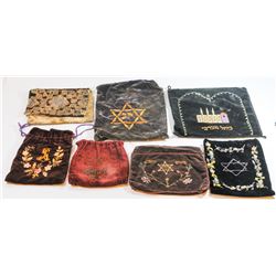 Collection of 7 old tefillin bags