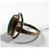 Image 2 : K8 gold ring set with oval malachite