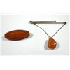 Image 1 : Lot of 2 old Soviet brooches with Baltic amber settings