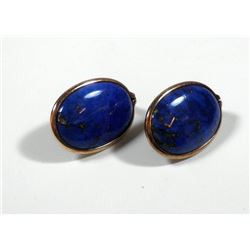 Pair of K14 gold earrings with lapis lasuli settings