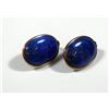 Image 1 : Pair of K14 gold earrings with lapis lasuli settings
