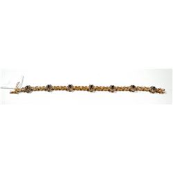 Gilt 925 sterling silver bracelet set with flower-shaped sapphires