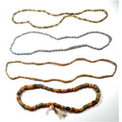 Collection of 4 old multicolor glass Trade Bead necklaces
