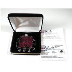 Large modern 925 sterling silver pendant set with Indian rubies