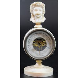 Unique and Rare! Antique French desk barometer with carved ivory box